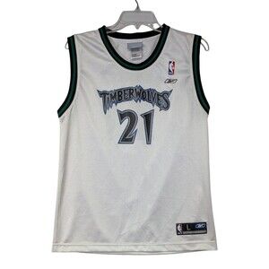 Kevin Garnett Minnesota Timberwolves Jersey Youth L White Reebok Vintage